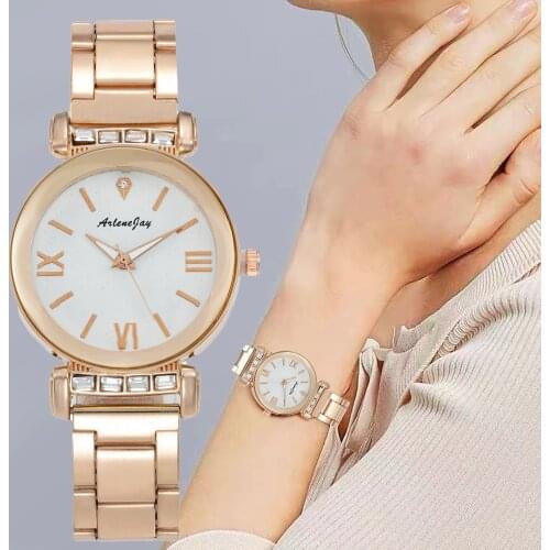 Simple Rose Gold Alloy Watches Qualities Women Luxury Fashion Diamond Starry sky Quartz Watch Casual Pointer Ladies Wristwatch