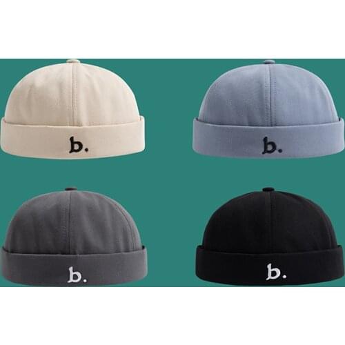 Men Street Men Hat Women Docker Cap Beanie Sailor Worker Hat Rolled Cuff Brimless Adjustable B Embroidery HipHop Harajuku Casual