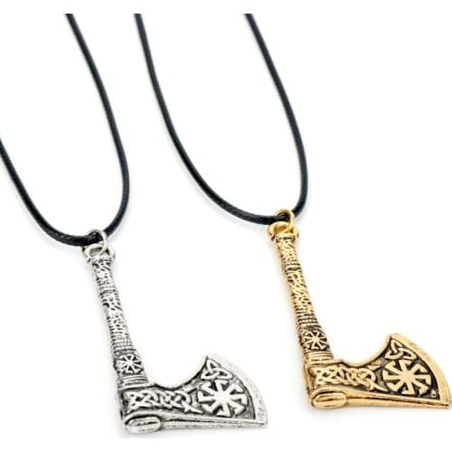 Dongsheng New Arrivals Perun Ax Amulet Slavic Kolovrat Symbol Solar Symbol Viking Axes Charms Necklaces Jewelry-30