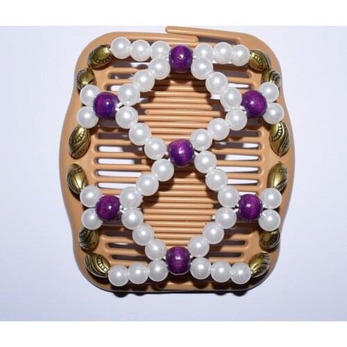 Purple and pearl beads magic comb 20 pcs/lot classical comb easy updo special christmas comb
