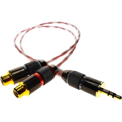 Hifi high-quality silver-plated wire 2-core single crystal copper audio signal cable 3.5MM Male TO Fema 2 RCA connector plug