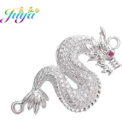Juya Handmade Talisman Jewelry Making Fittings Gold/Rose Gold Decorative Dragon Connector Charms Accessories Supplies