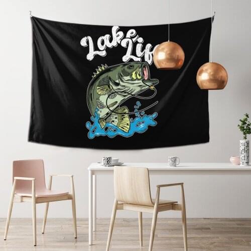 Carp Fishing Fisher Tapestry Bass Wall Arts Decor Bedroom Hanging Cloth Background Covering Beach Mat