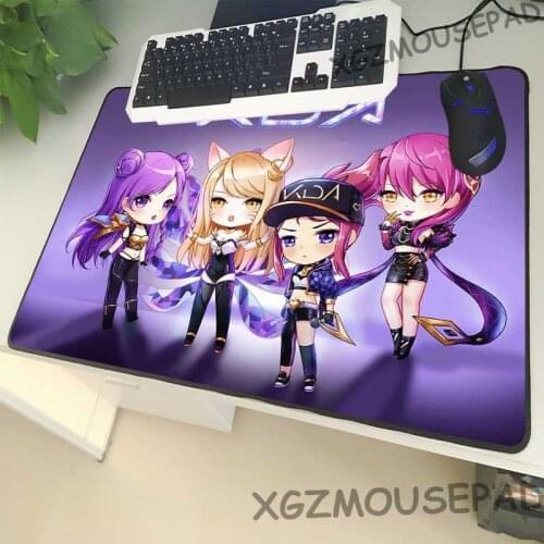 XGZ Large Size Mouse Pad Lock Side Cartoon Mini Character Laptop PC Table Mat Rubber Non-slip for The League of Legends KDA