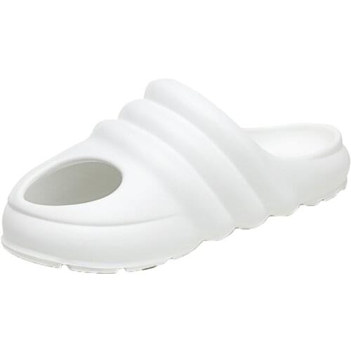 2021 Summer Mens Shoes Slippers Slip-On Solid Round Toe Fashion Leisure Flat Heels Lazy Beach Platform Shoes