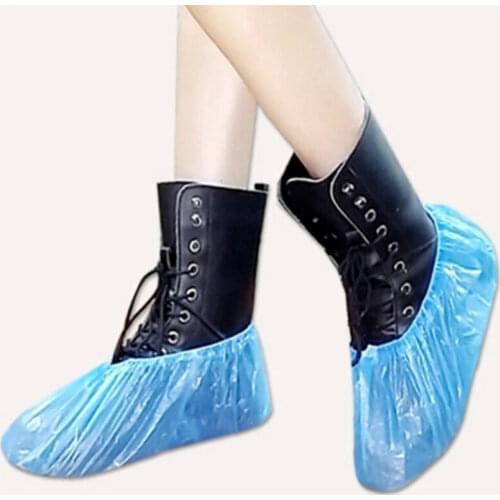 100pcs Disposable Plastic Anti Slip Shoe Covers Cleaning Overshoes Protective Shoe Cover