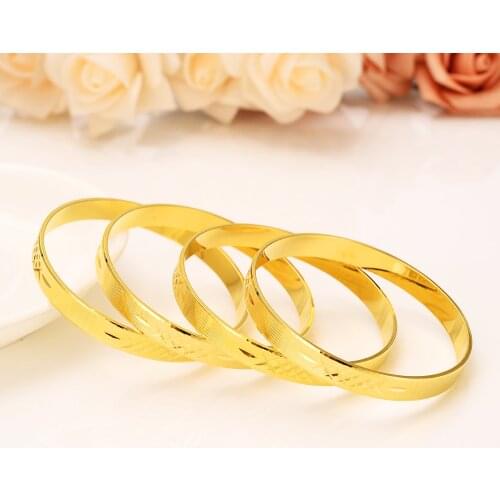 14 k Solid Gold GF Jewelry 1PCS or 4pcs Bangles Ethiopian BanglesBracelets Jewelry chinese wedding bridal Bangles Gift Dubai