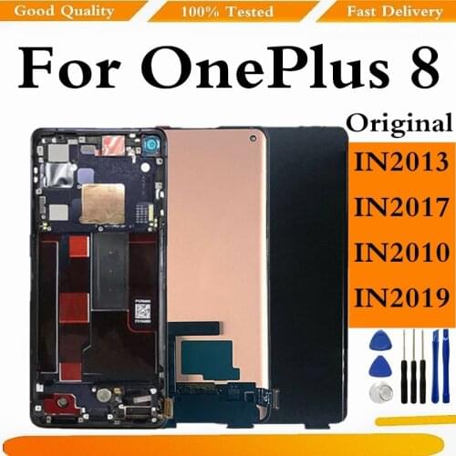 Original For OnePlus 8 LCD Display Touch Screen Digitizer Assembly For OnePlus 8 Display Screen Replacement With Frame