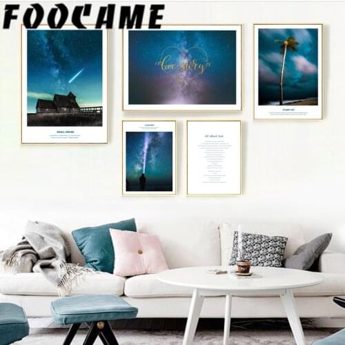 Starry Sky Night Star View Love Flashlight Nordic Poster Wall Decor Art Canvas Print Abstract Painting Living Room Home Pictures