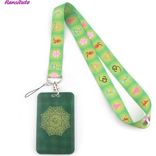 Ransitute R1419 Yoga Unisex Fashion Lanyards ID Badge Holder Bus Pass Case Cover Slip Bank Credit Card Holder Strap Cardholder