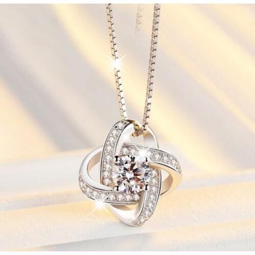 Luxury Crystal Necklaces Pendant White Gold Color Choker Necklace Charms Pendant Necklace Jewelry for Women Jewelry Gift