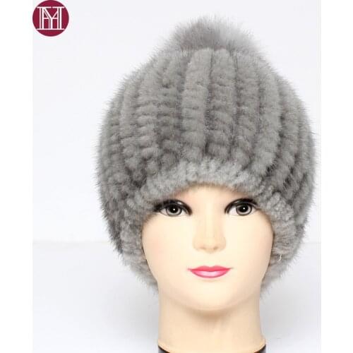 Russia Lady Winter Warm Real Mink Fur Beanies Hat Fashion Soft 100%Natural Mink Fur Cap Women Casual Genuine Fur Hats