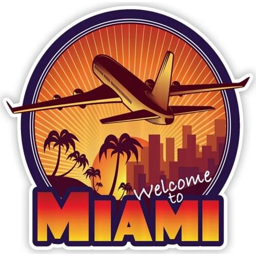 S50587# Various Sizes Personality PVC Decal Welcome To Miami Travel Waterproof Car Sticker on Motorcycle Laptop Decorative