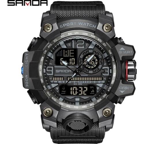 SANDA Fashion Mens Watches LED Sport Waterproof Watches Mens Top Luxury Brand Digital Male Quartz Wrist Watch Relogio Masculino