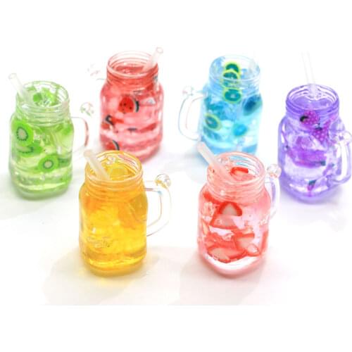Resin Fruit Juice Cup Dollhouse Miniature Mini Bottle Simulation Drinks Model Toys Fruit Drink Play Dollhouse Dolls Accessories