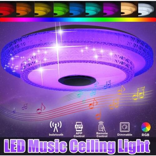 100W LED Ceiling Light bluetooth Speaker Music Ceiling Lamp Cell Phone APP Control Dimmable Lamp Home Light 110-220V 41CM