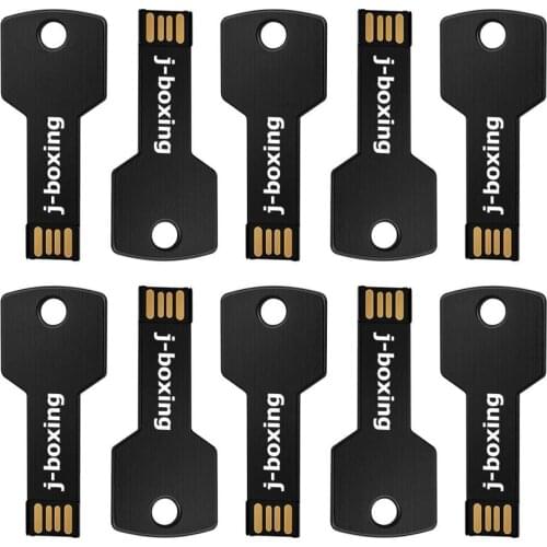 J-boxing 10PCS/LOT USB Flash Drive Key Shape Thumb Pen Drives Memory Stick Pendrive for PC Mac 1GB 2GB 4GB 8GB 16GB 32GB Black