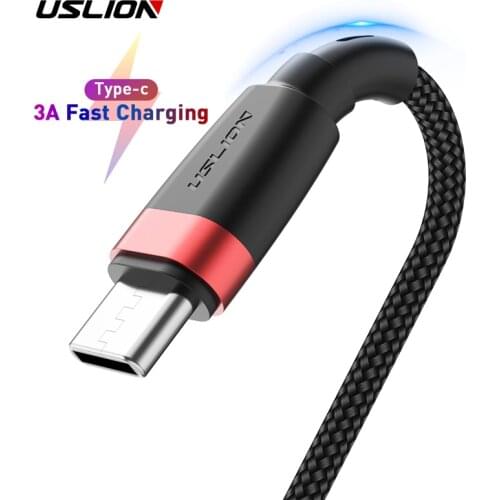 USLION 2m 1m 3A USB Type C Cable Fast Charging QC3.0 USB C Mobile Phone Cable for USB Type-C Devices Charger for Xiaomi Huawei