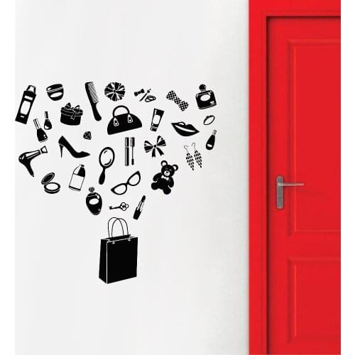 Vinyl Wall Sticker Handbag Fashion Style Girl Woman Beauty Salon Wall Decal Home Decoration Accessories For Living Room Z194