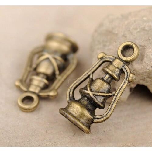 High Quality 10 Pieces/Lot 11mm*20mm Antique Bronze Plated Jewelry Handmade Vintage Oil Lamp Charms