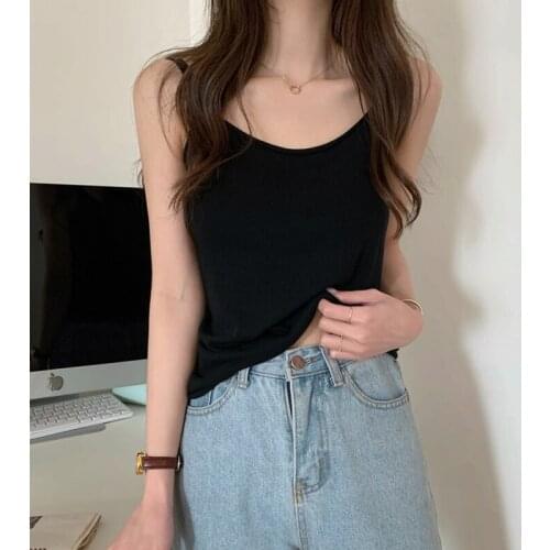 Womens Inner Crop Tops for 2021 Summer Fashion Trends Camis Office Ladies Knitted Tank Top Korean Girls Sexy Sleeveless Tees