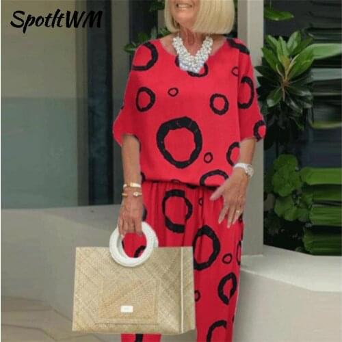 Casual Loose Women Circle Two Piece Set Autumn Long Sleeve Tops+Pocket Pants Outfit Summer Solid Lady Elegant Suits Streetwear