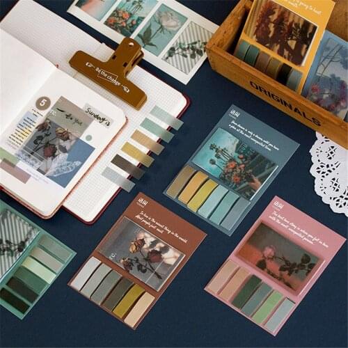 105pcs Cozy Life Series Memo Pads Gradient Color Sticky Notes N Times Stickers Index Paper Bookmarks School Office Stationery