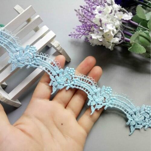 2 Yard Blue Vintage Flower Tassel Lace Embroidered Lace Trim Ribbon Applique Handmade DIY Sewing Supplies Craft Decoration