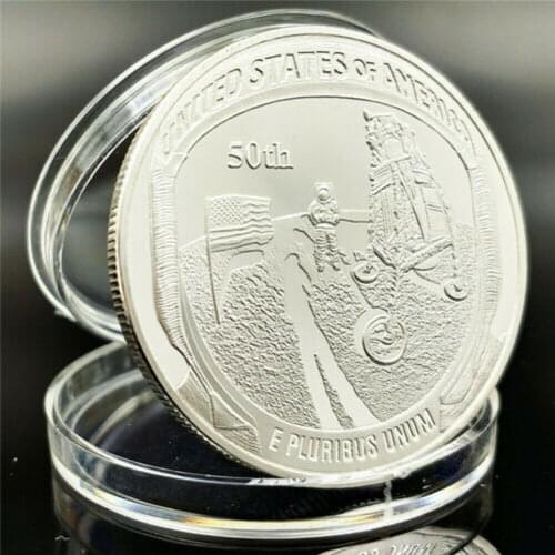 2019 US 50th Anniversary Apollo 11 Moon Landing Silver Commemorative Coin Gift