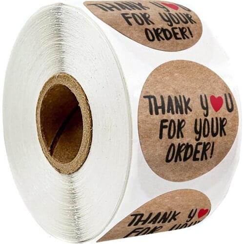 500 pcs round thank you for your order sticker Heart Thanks for Shopping Small Shop Local Handmade sticker golden stickers rolls