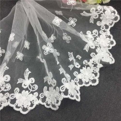Handmade DIY Clothing Accessories Wedding Floral Embroidery White Fabrics Curtains Sofa Sewing Lace Trim Free Shipping