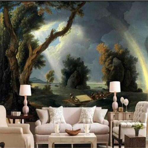 Beibehang Custom Wallpapers Rainbow Ganges Under The Storm Classical Oil Painting papel de parede infantil menina