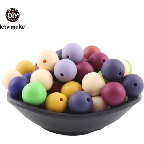Lets Make 50pc 12mm 15mm Silicone Baby Teether Beads High Quality BPA Free DIY Making Jewelry Necklace Beads Nursing Pendant