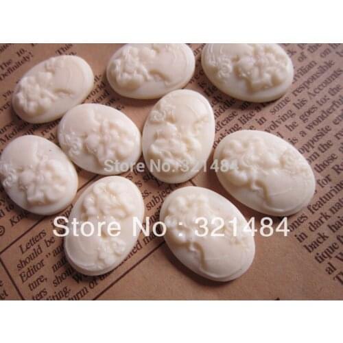 Ivory Free shipping Oval 18x25mm Vintage Resin Lady Cameos Cabochons for Earring Bracelet Ring Necklace Pendants diy