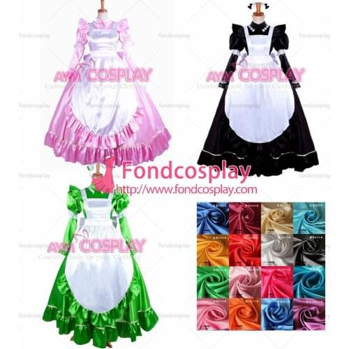 Sissy Maid Satin Pink Dress Lockable Uniform Cosplay Costume Tailor-made[G1406]