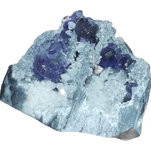 71.3gTanzanian blue fluorite and crystal symbiotic mineral stone decoration and restoration of energy geology teaching specimen