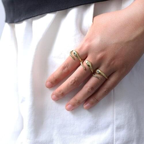 Funmode New Arrival Gold Color Snake Shape Adjustable Finger Ring For Men Women Party Jewelry anillos mujer Wholesale FR122