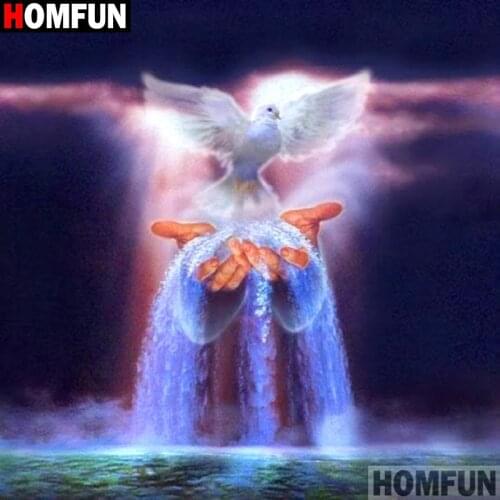 HOMFUN Paint With Diamond Embroidery "Pigeon Falls hand" Diamond Painting Full Square Round Picture Of Rhinestone Decor A18815