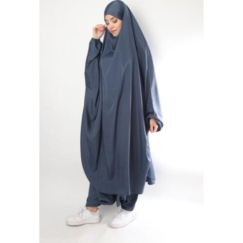 Eid Muslim Long Khimar Paryer Garment 2 Piece Set Abaya Dress Pant Suits Full Cover Islamic Clothing Kaftan Jilbab Djellaba Robe