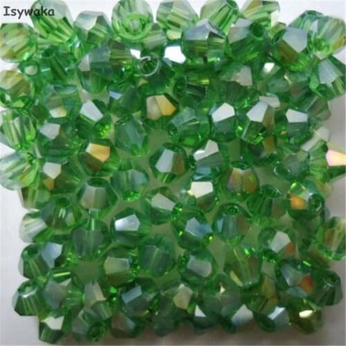 Isywaka Sale Deep Green AB 100pcs 4mm Bicone Austria Crystal Beads charm Glass Beads Loose Spacer Bead for DIY Jewelry Making