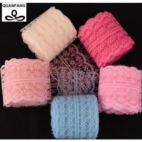 QUANFANG Solid Color Lace Ribbon DIY&Handmade,Wedding Party,Craft Gift Packing Child Dress Decoration 5Yard/Piece or 1lot=5yard