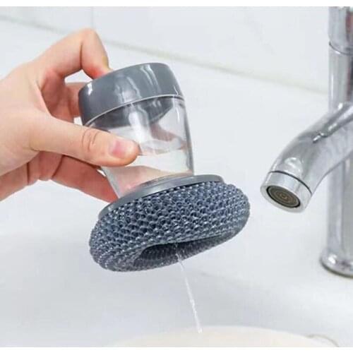 Kitchen Soap Dispensing Palm Brush Washing Liquid Dish Brush Soap Pot Utensils With Dispenser Cleaning Bathroom Cleaning Tools