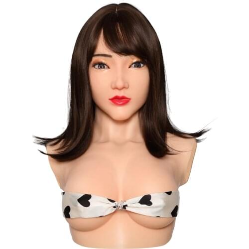 KUMIHO Christine Style C Cup High Quality Handmade Silicone Face Mask With Breast For Transgender Drag Queen Sissy Crossdressing