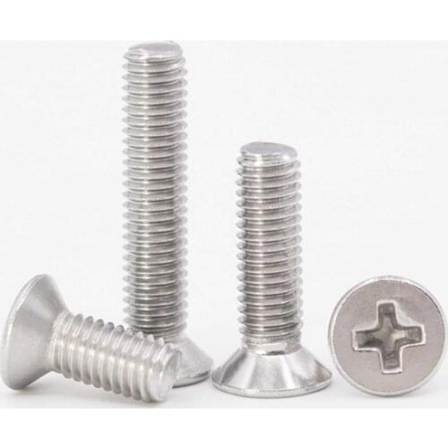 M3 Pitch 0.5 Legnth 56/8/10/12/16/20/25/30mm 304 Stainless Steel Flat Head Machine Phillips Screws