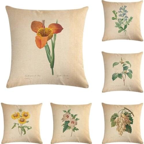Linen pillow cover 45cm*45cm Fruit pattern grape Plum Flower etc sofa cushion cover decorative pillow case ZY41