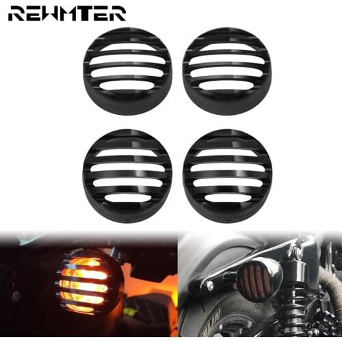 Motorcycle 4PCS Protector Lamp Cover Retro Black Front Rear Turn Signal Light Grill Bezel Cover For Harley Sportster XL 16-Up