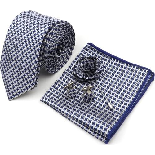 Men Designer Ties Polyester Dot Casual Skinny Tie Hanky Cufflinks Brooches Sets For Formal Wedding Business Party Necktie Suit