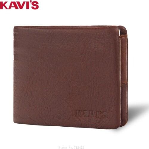KAVIS Multi-card Genuine Leather Mens Wallet Fashion First Layer Leather Wallet Flip ID Card Holder