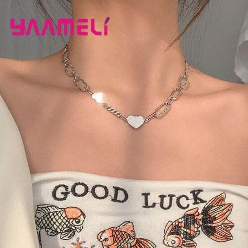 Sweet Love 925 Sterling Silver Pendant Necklaces For Women Temperament Korean Simple French Clavicle Chain Fine Jewelry New