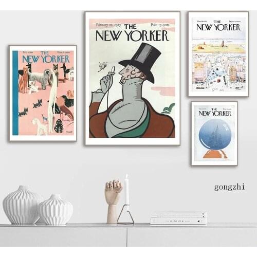 The New Yorker Magazine Posters Vintage City Landscape Canvas Painting and Prints Wall Art Pictures Living Room Home Decoration